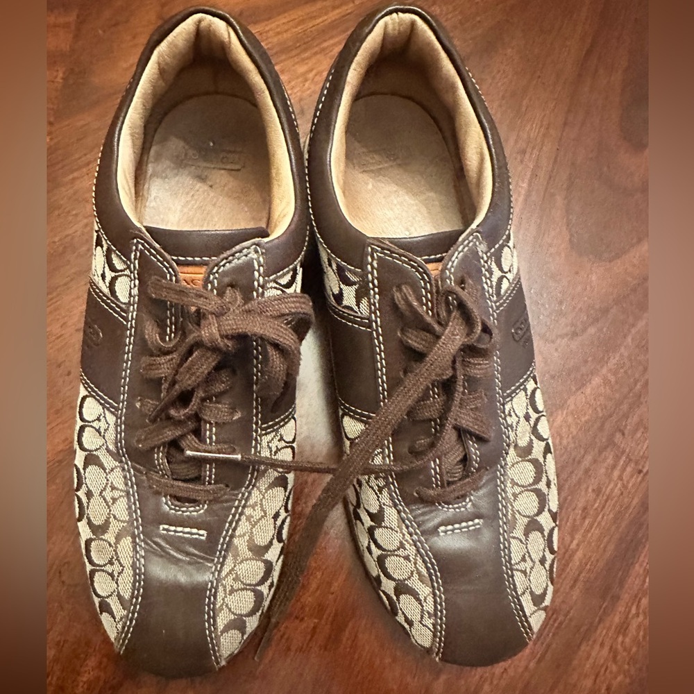 Coach Brown and Tan Noella SignatureSneakers